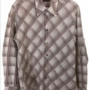 Ben Sherman Long Sleeve Brown Plaid Collared Shirt
